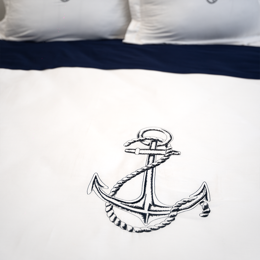 ÇAPA NAKIŞLI ÇİFT KİŞİLİK BEYAZ NEVRESİM TAKIMI