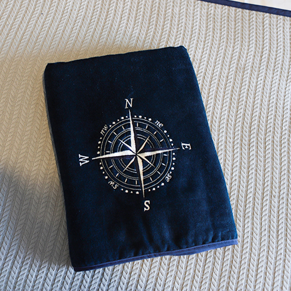 PUSULA NAKIŞLI LACİVERT HAVLU 50 cm x 90 cm