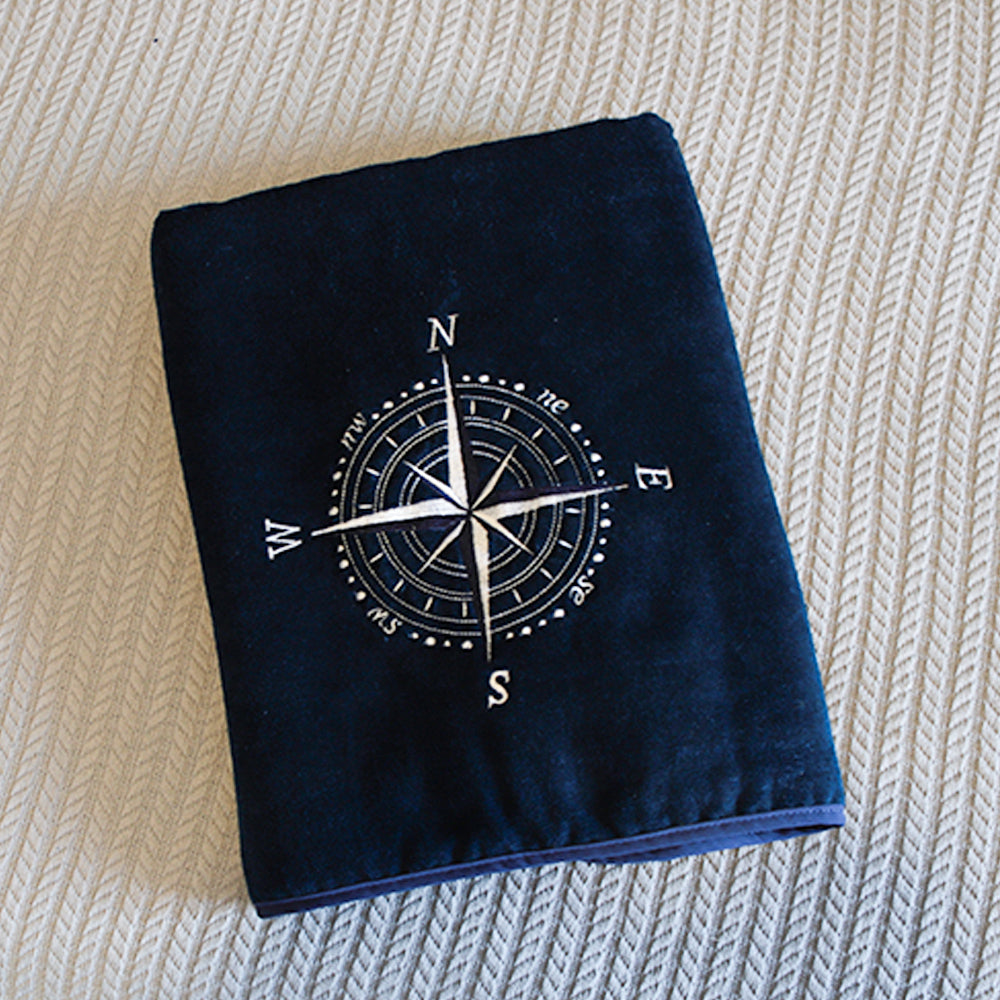 PUSULA  NAKIŞLI LACİVERT HAVLU 75 cm x 150 cm