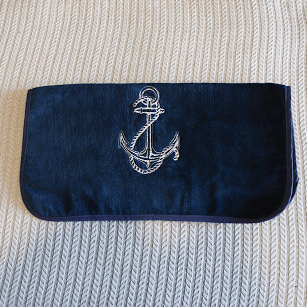 ÇAPA NAKIŞLI LACİVERT HAVLU 50 cm x 90 cm