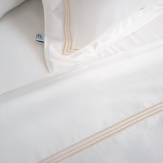 CAPPİCİNO PİKOLU ÇİFT KİŞİLİK BEYAZ NEVRESİM TAKIMI