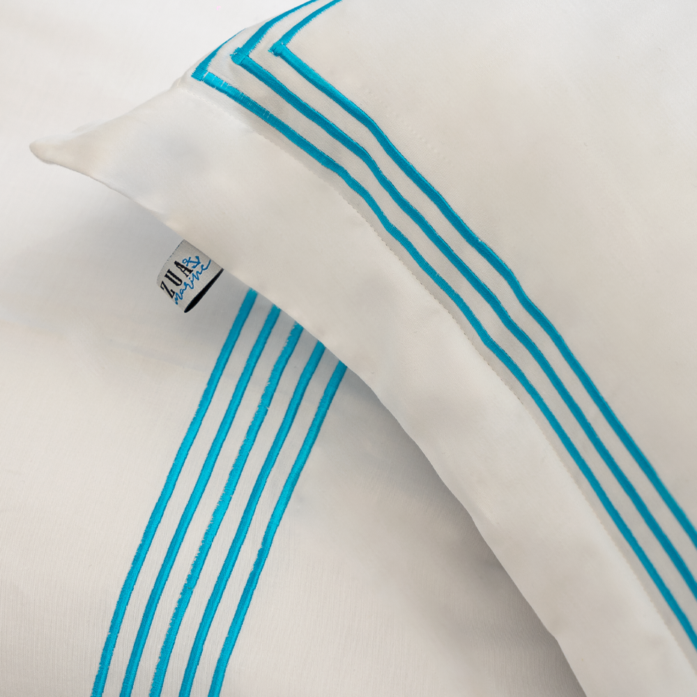 MAVİ PİKOLU TEK KİŞİLİK BEYAZ NEVRESİM TAKIMI