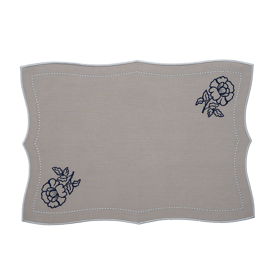 GÜL NAKIŞLI GRİ KETEN AMERİKAN SERVİS