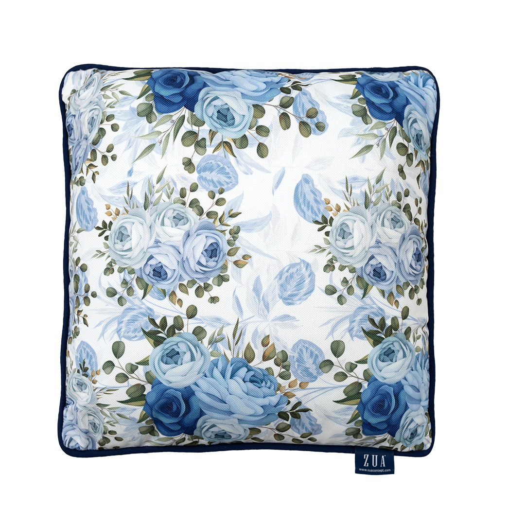 MAVİ BEYAZ GÜL DESENLİ KIRLENT KILIFI