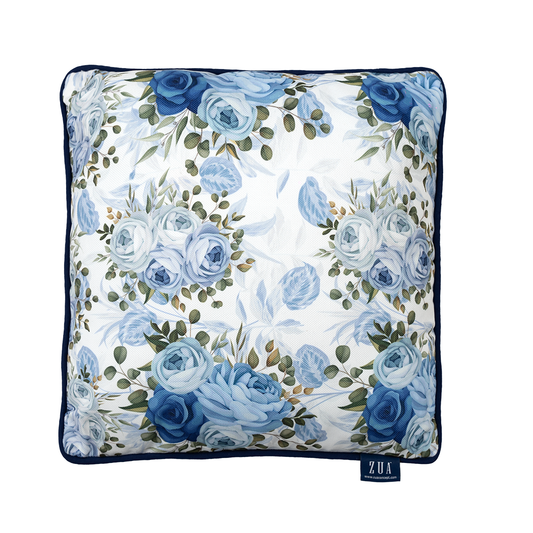 MAVİ BEYAZ GÜL DESENLİ KIRLENT KILIFI