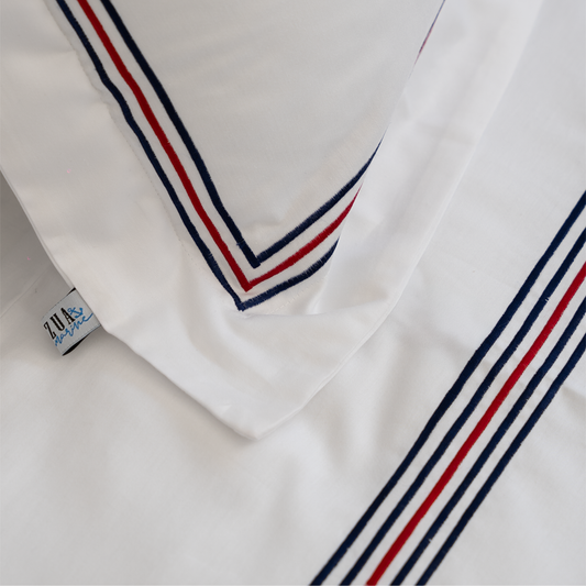 KIRMIZI LACİVERT PİKOLU TEK KİŞİLİK NEVRESİM TAKIMI