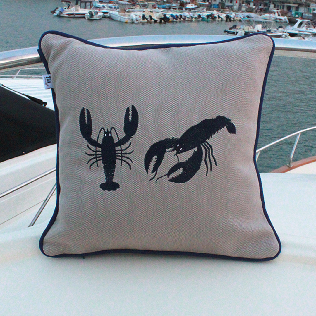 ISTAKOZ NAKIŞLI BİYELİ GRİ KIRLENT KILIFI