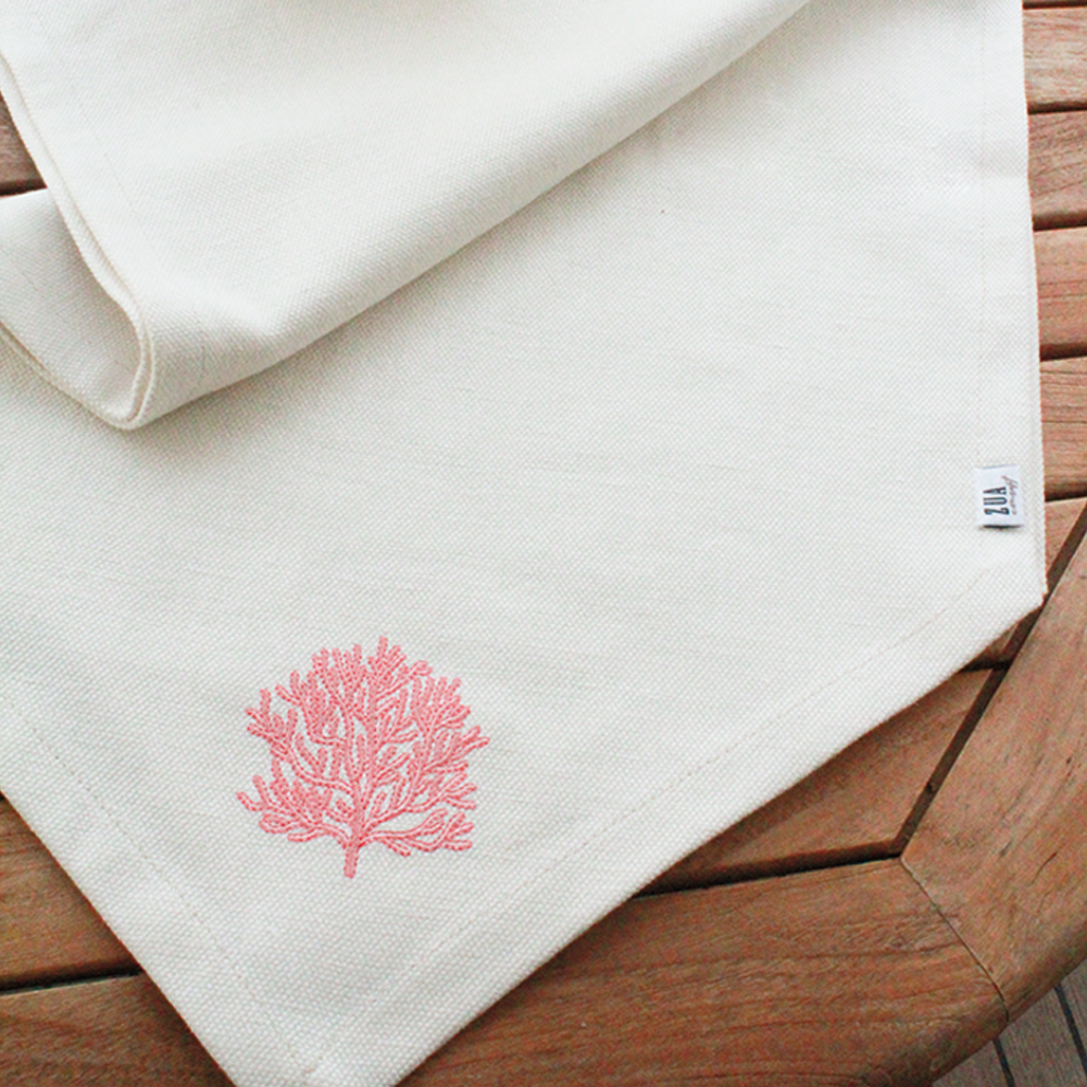 MERCAN NAKIŞLI BEYAZ KETEN AMERİKAN SERVİS