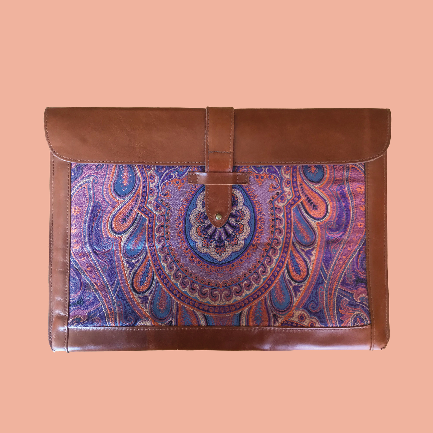 HAKİKİ DERİ JAKARLI DOKUMA KUMAŞ LAPTOP ÇANTASI 15 İNÇ