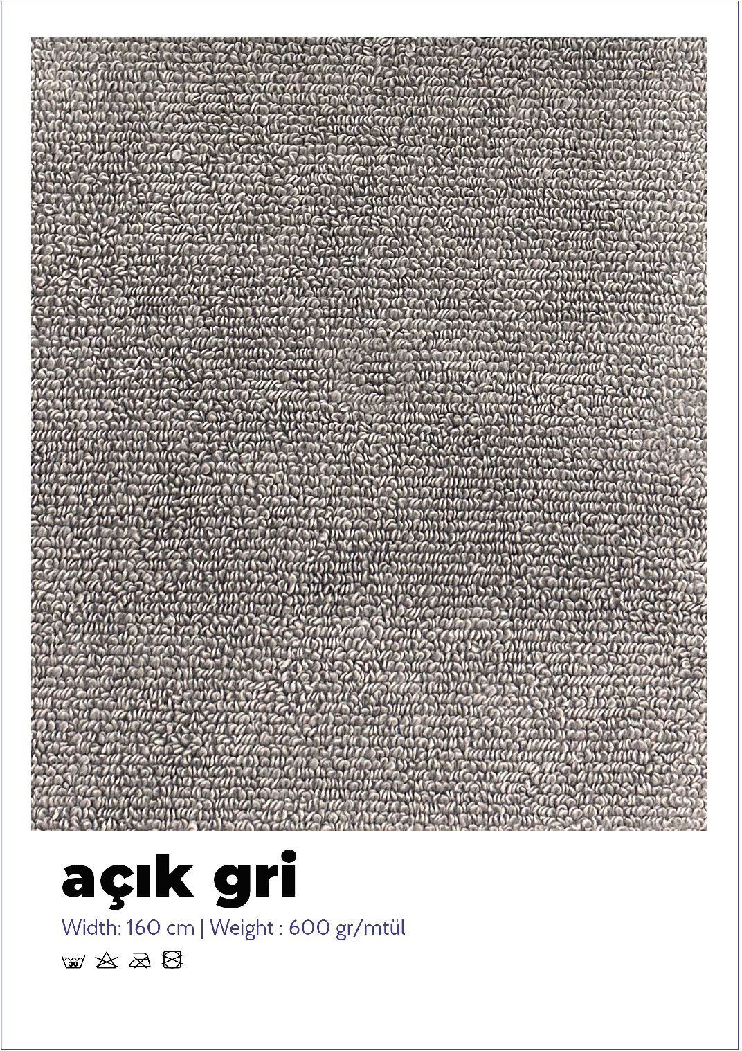 600-560 gr /mtül INDANTREN TEK TARAF AÇIK GRİ HAVLU