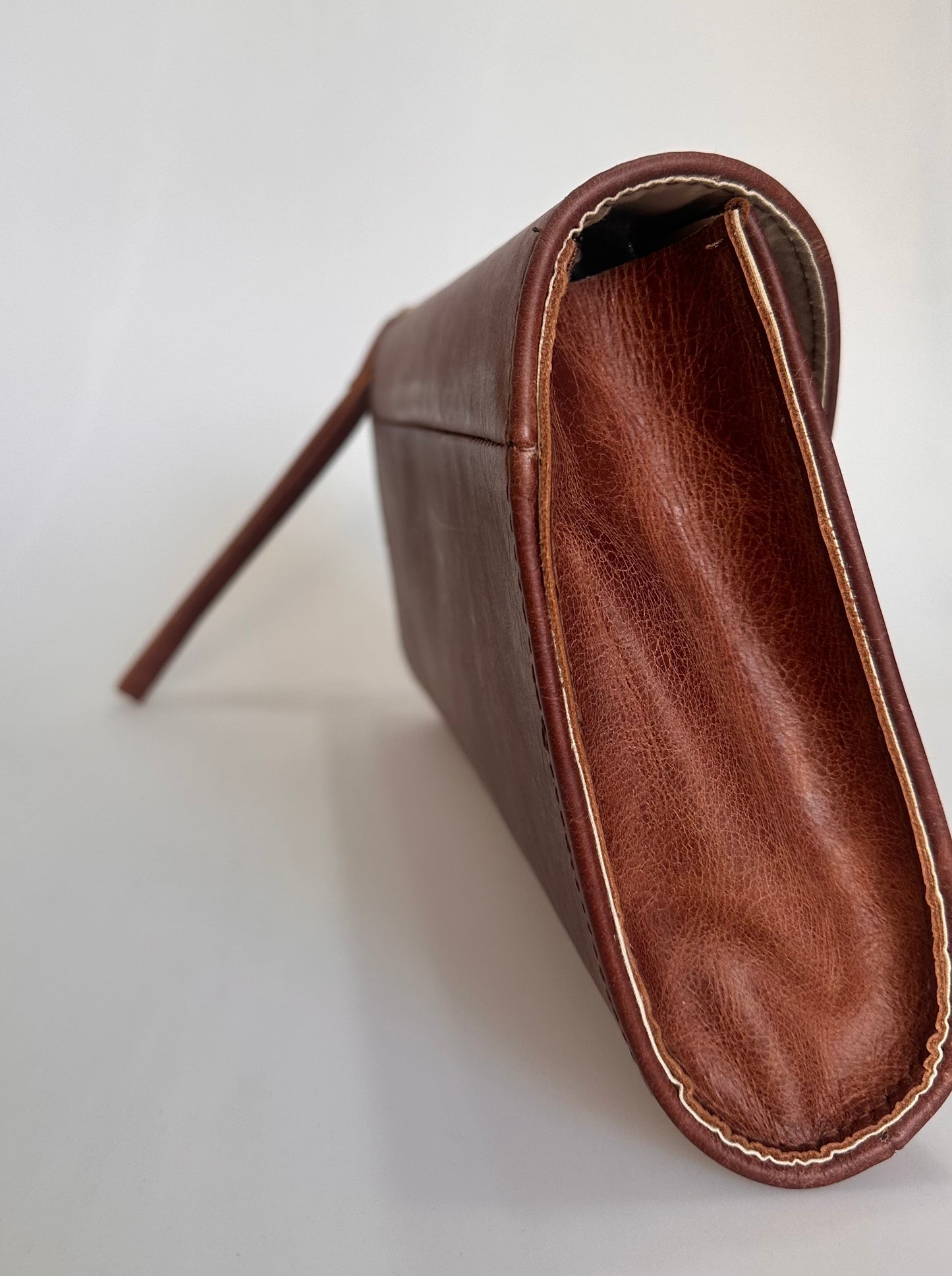 RETRO HAKİKİ DERİ CLUTCH KAHVERENGİ ÇANTA
