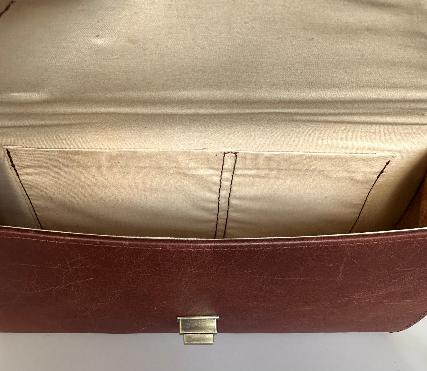 RETRO HAKİKİ DERİ CLUTCH KAHVERENGİ ÇANTA