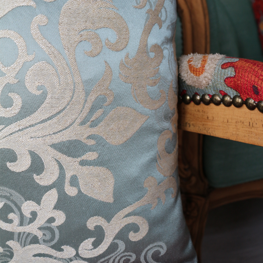 MAVİLİ DAMASK DESEN JAKARLI KIRLENT KILIFI