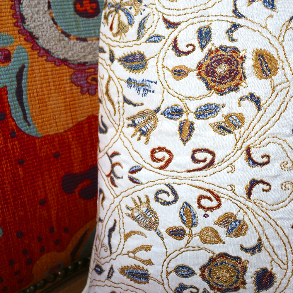 ÇİÇEK NAKIŞ DESENLİ JAKARLI DOKUMA KIRLENT KILIFI