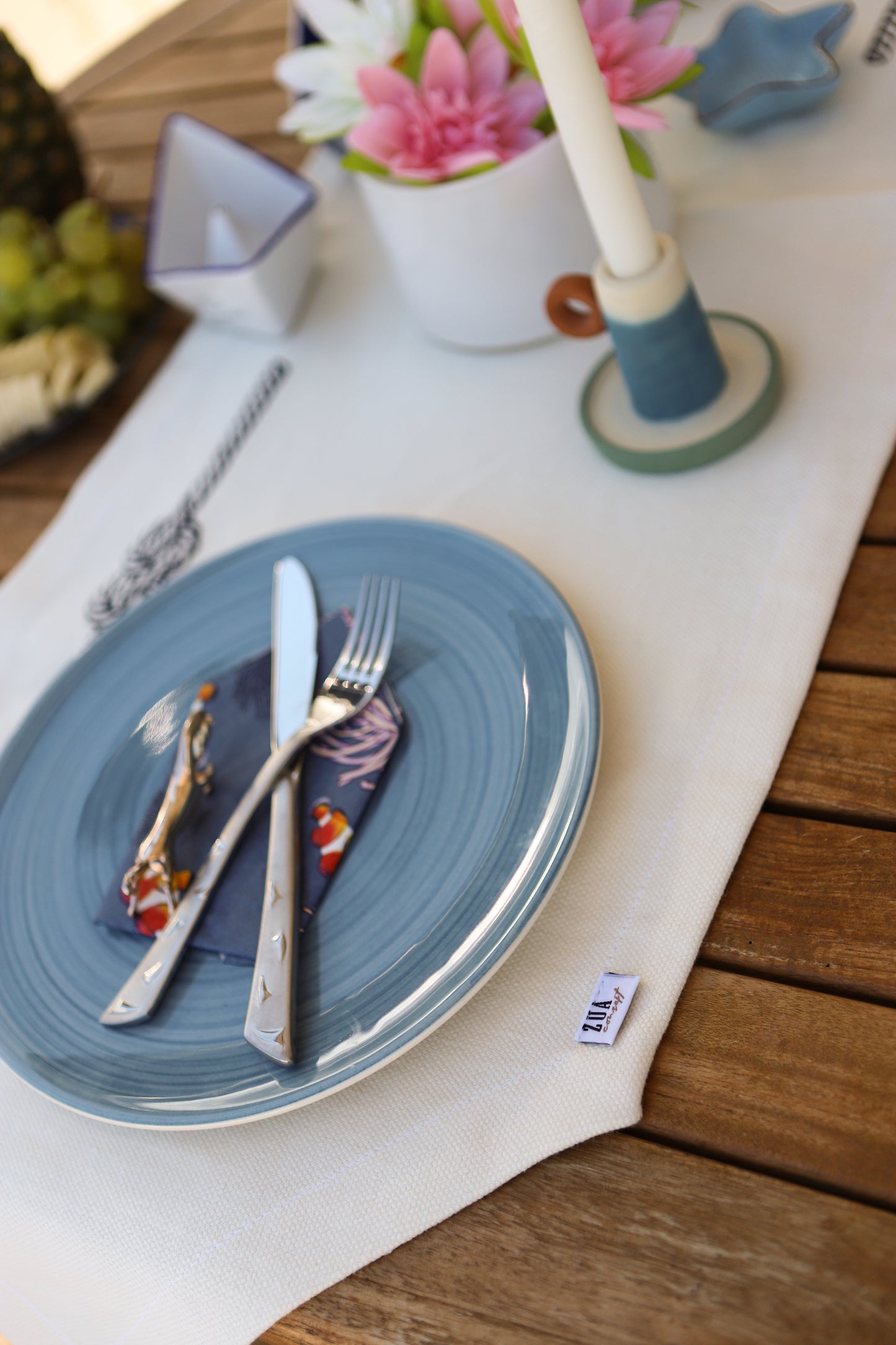 HALAT DESEN NAKIŞLI BEYAZ RUNNER