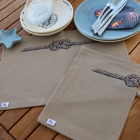 HALAT NAKIŞLI GRİ KETEN AMERİKAN SERVİS