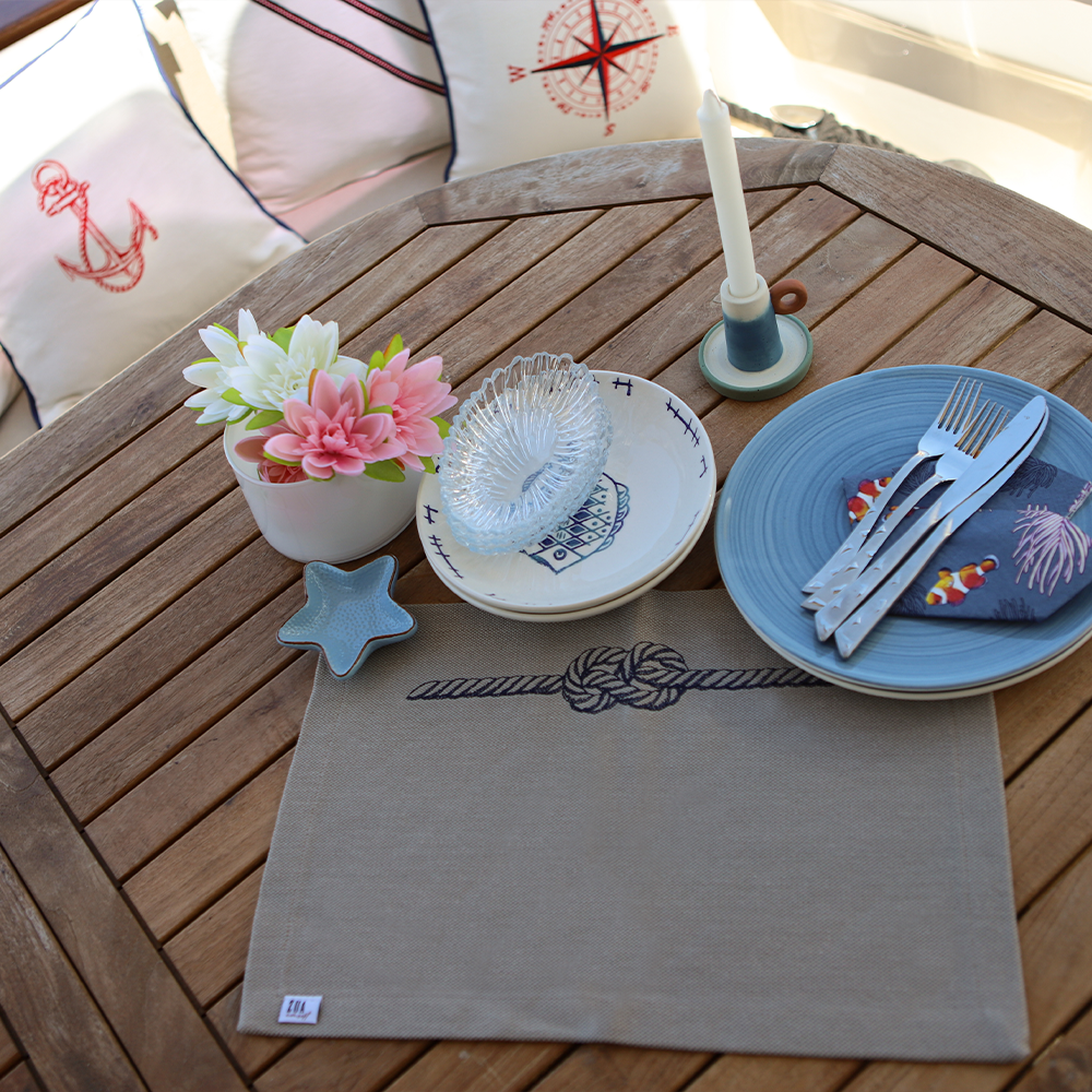 HALAT NAKIŞLI GRİ KETEN AMERİKAN SERVİS