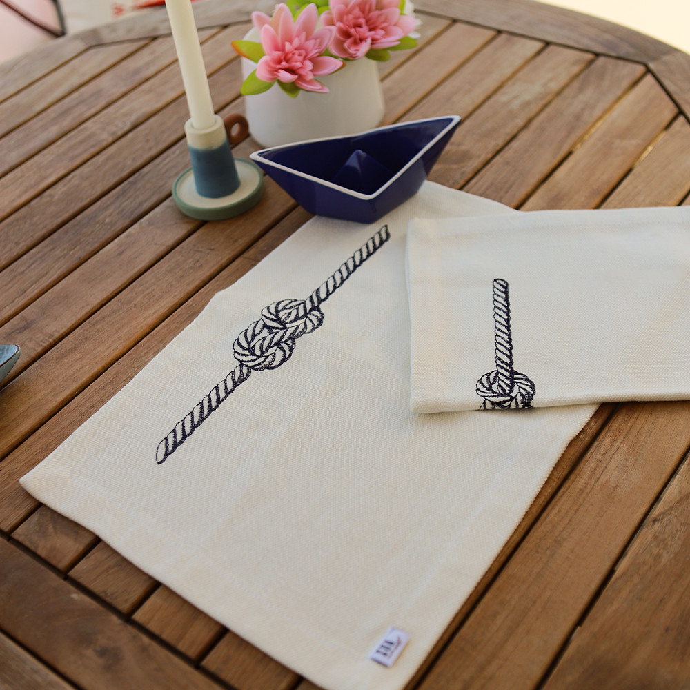 HALAT NAKIŞLI KIRIK BEYAZ KETEN AMERİKAN SERVİS