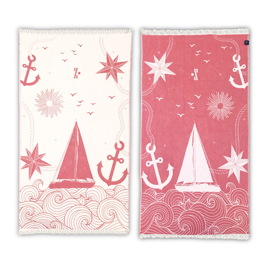 MARİN DESENLİ KIRMIZI BEYAZ PEŞTEMAL