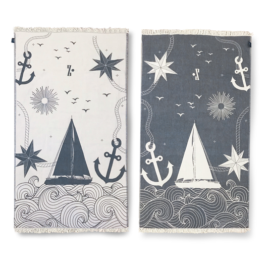 MARİN DESENLİ LACİVERT BEYAZ PEŞTEMAL