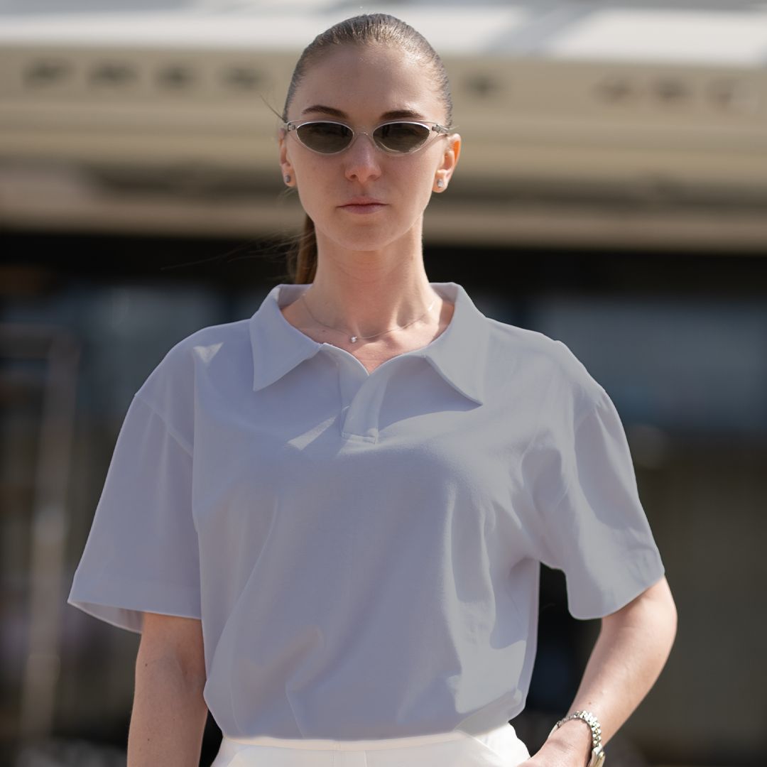 GÖMLEK YAKA KADIN TİŞÖRT GRİ