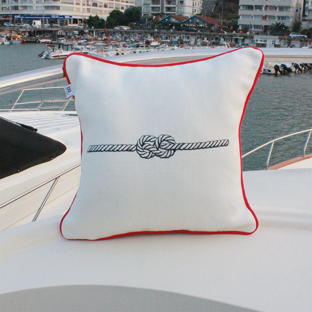 HALAT NAKIŞLI BİYELİ BEYAZ KIRLENT KILIFI