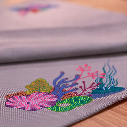 EL BOYAMASI DENİZ MERCANLARI  BEYAZ RUNNER