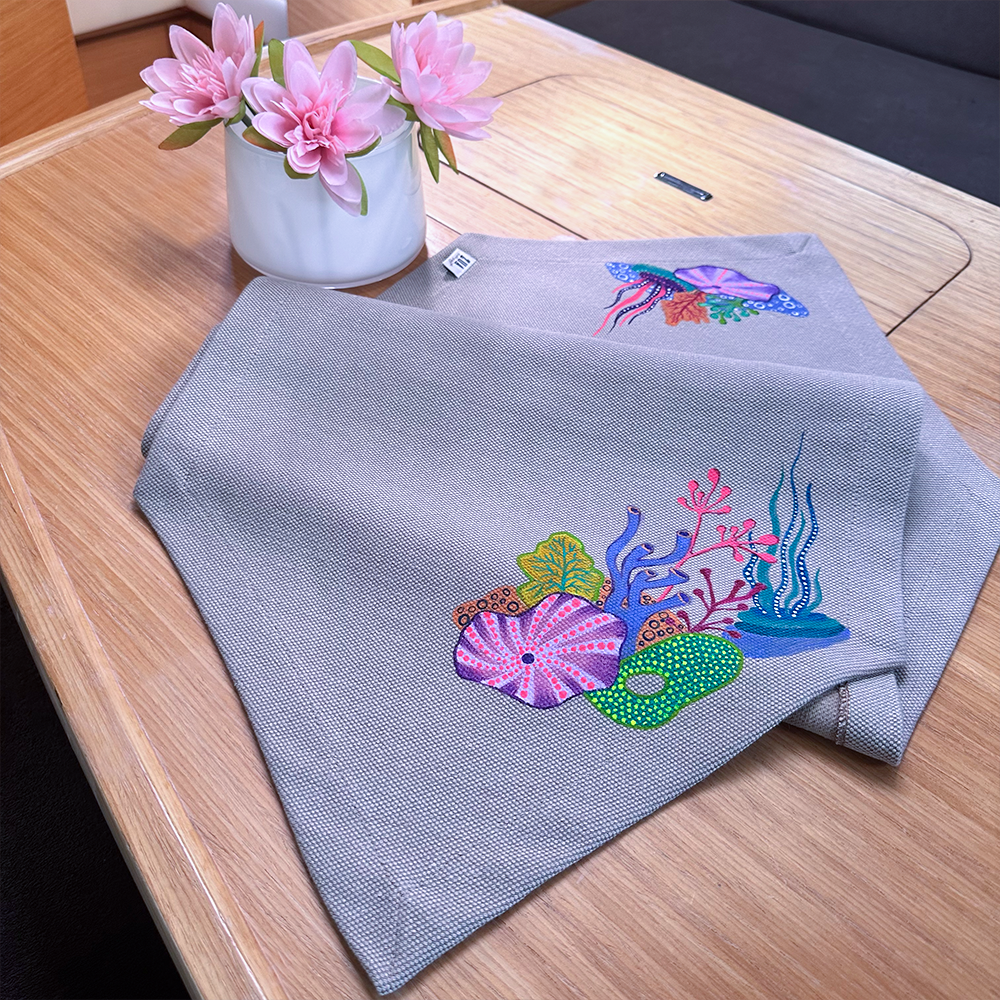 EL BOYAMASI DENİZ MERCANLARI  BEYAZ RUNNER