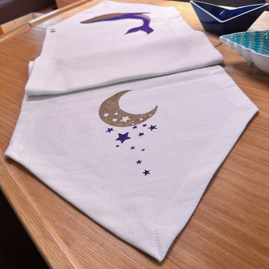 EL BOYAMASI BALİNA VE AYYILDIZ  BEYAZ RUNNER