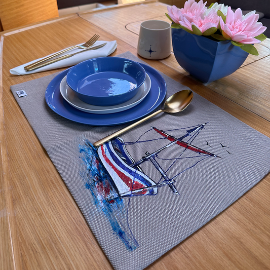 EL BOYAMASI YELKENLİ DESENLİ AMERİKAN SERVİS