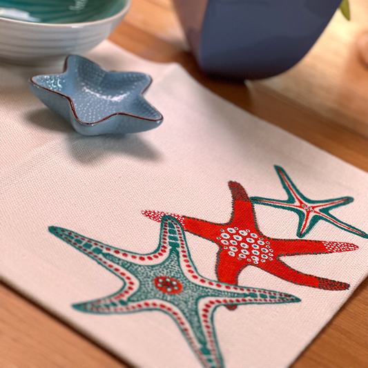 EL BOYAMASI DENİZ YILDIZI DESENLİ AMERİKAN SERVİS