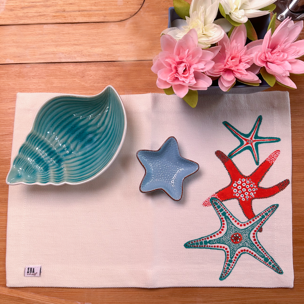 EL BOYAMASI DENİZ YILDIZI DESENLİ AMERİKAN SERVİS