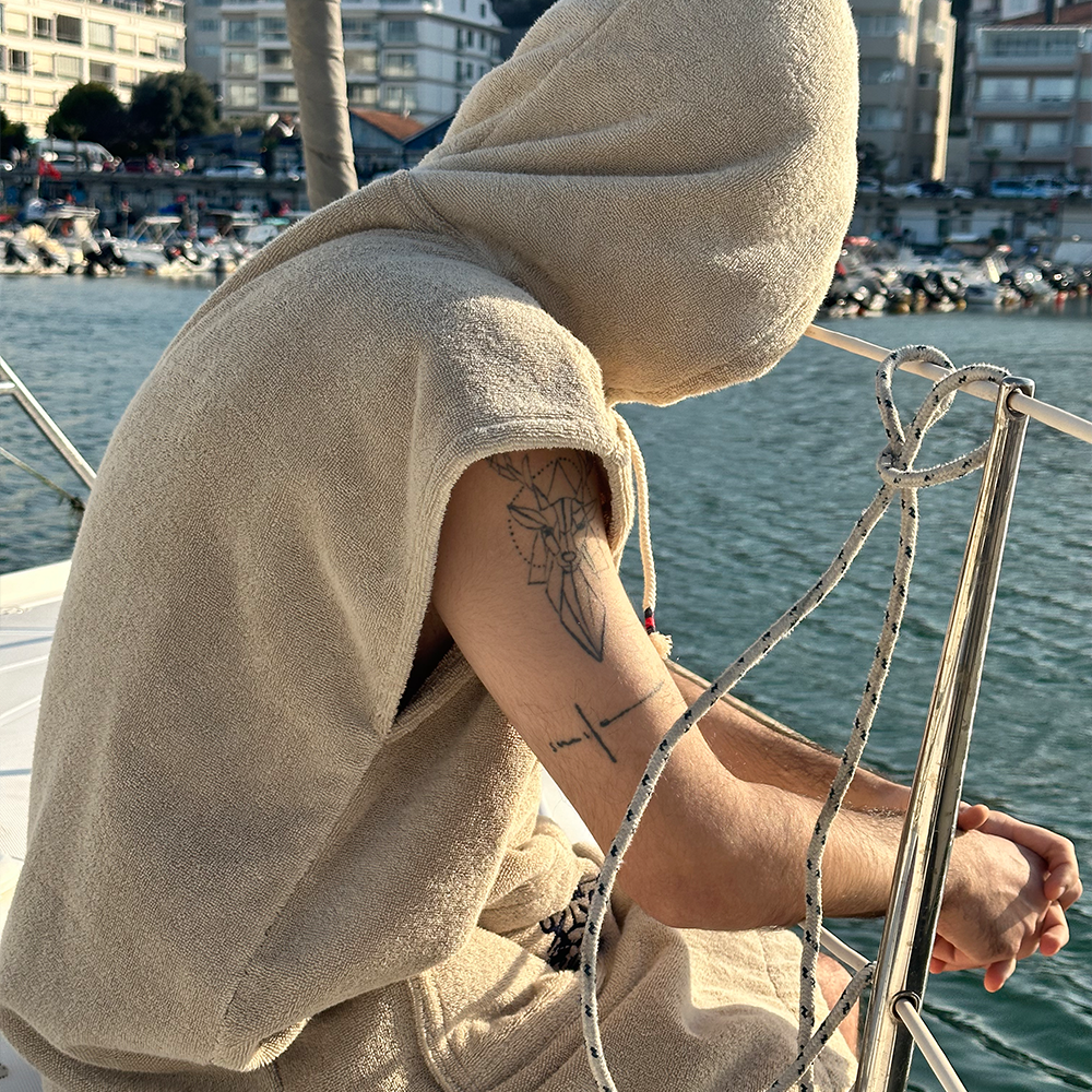 SÜTLÜ KAHVE MARİN HAVLU PANÇO