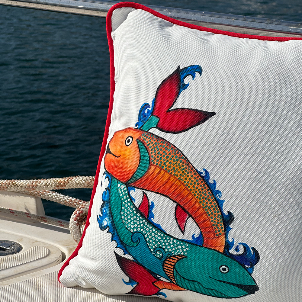 İKİ BALIK EL BOYAMASI KIRLENT KILIFI