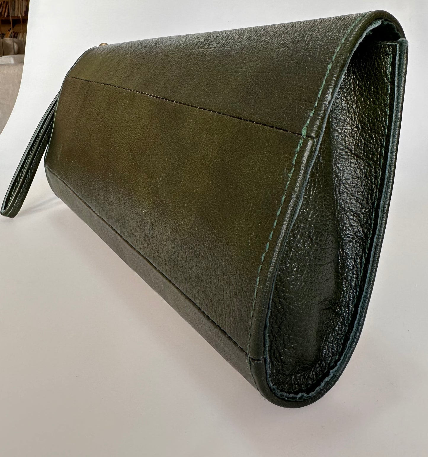 RETRO HAKİKİ DERİ CLUTCH YEŞİL ÇANTA
