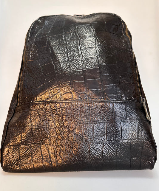 CROCODIL HAKİKİ DERİ SİYAH SIRT ÇANTASI