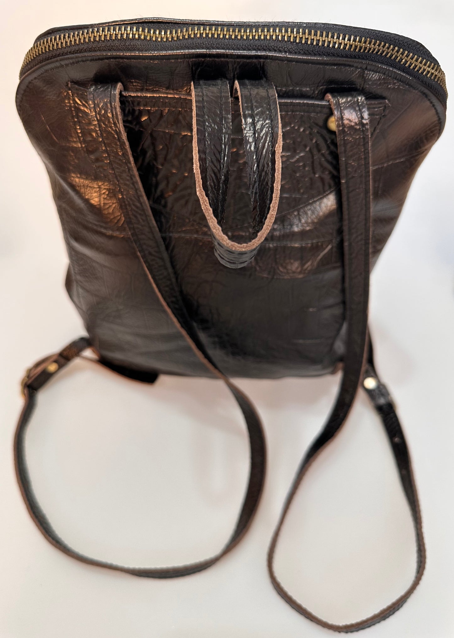 CROCODIL HAKİKİ DERİ SİYAH SIRT ÇANTASI