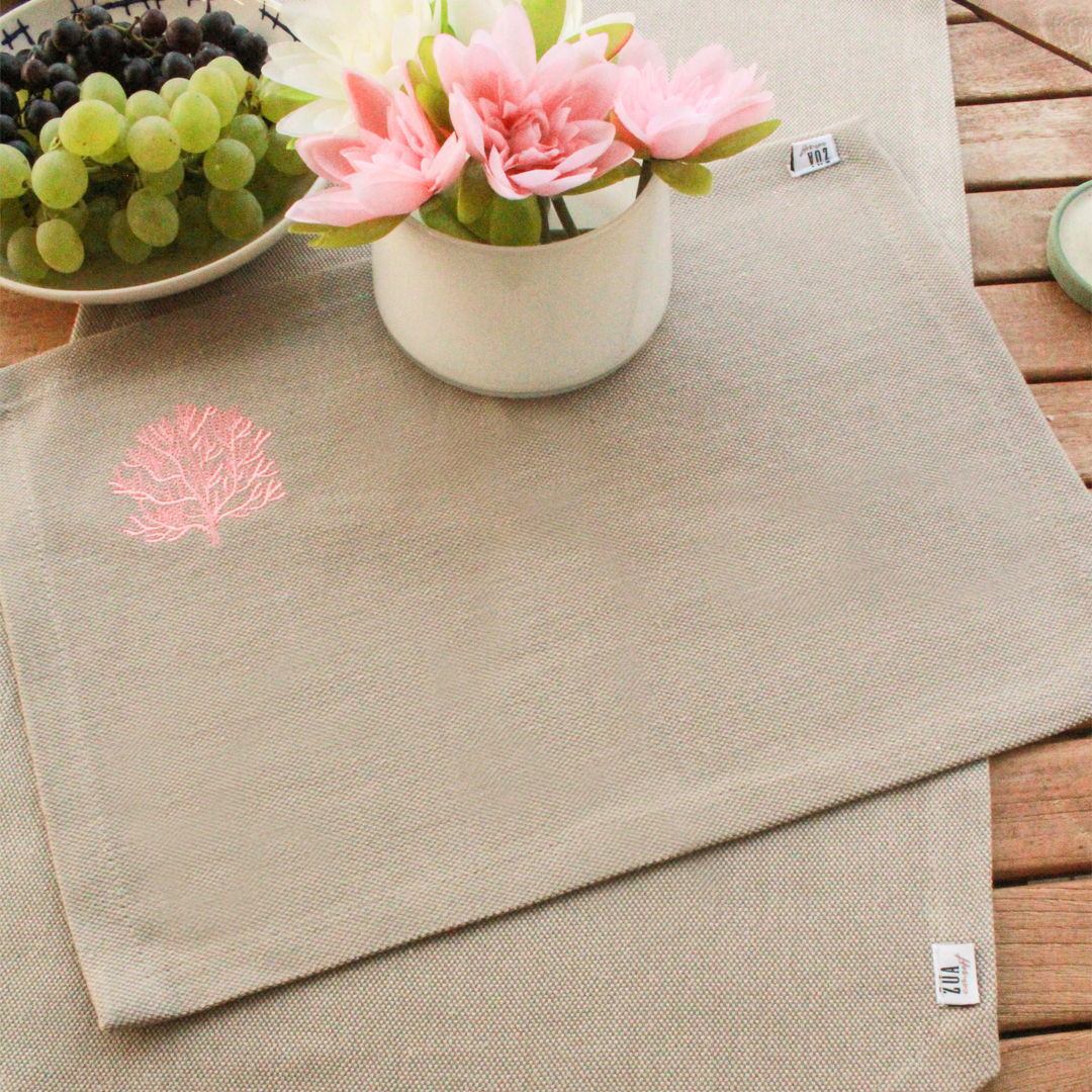 MERCAN NAKIŞLI GRİ KETEN AMERİKAN SERVİS