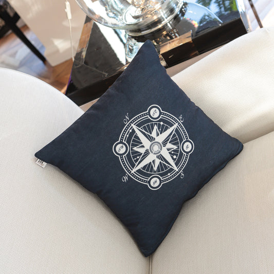 PUSULA BASKILI LACİVERT KIRLENT KILIFI