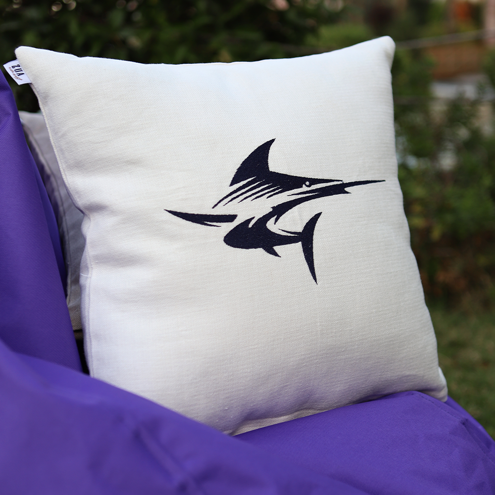 KILIÇBALIĞI NAKIŞLI BEYAZ KIRLENT KILIFI