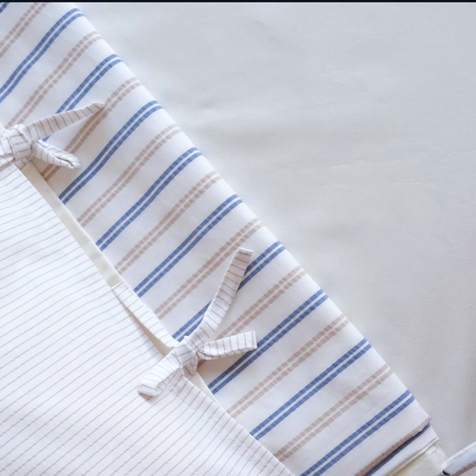 VİZON LACİVERT ÇİZGİLİ TEK KİŞİLİK NEVRESİM TAKIMI