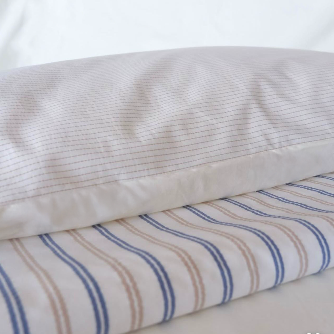 VİZON LACİVERT ÇİZGİLİ TEK KİŞİLİK NEVRESİM TAKIMI