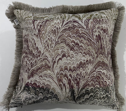 Kırlent/yastık Kılıfı Jakarlı Dokuma tavuz desen vizon saçaklı