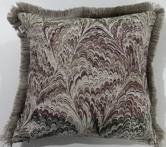 Kırlent/yastık Kılıfı Jakarlı Dokuma tavuz desen vizon saçaklı