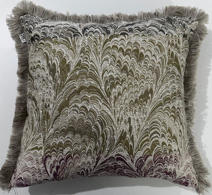 Kırlent/yastık Kılıfı Jakarlı Dokuma tavuz desen vizon saçaklı