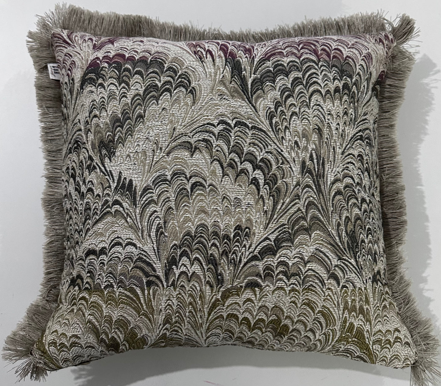 Kırlent/yastık Kılıfı Jakarlı Dokuma tavuz desen vizon saçaklı