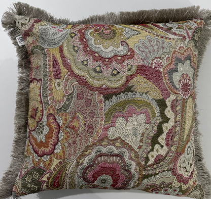 Kırlent/yastık Kılıfı Jakarlı Dokuma şal desen vizon saçaklı