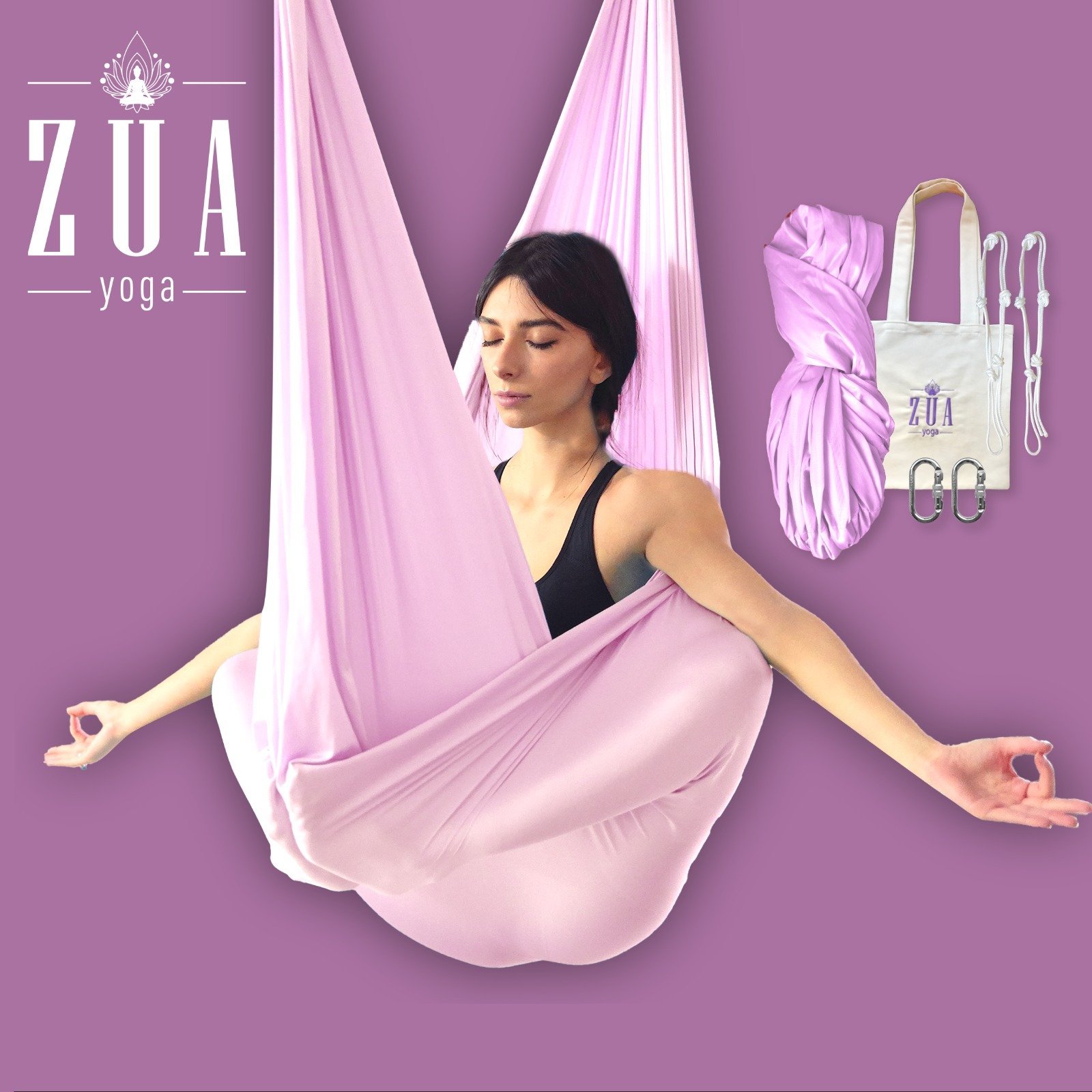 ZUA0437 PEMBE YOGA HAMAK SETİ 2,5 MT